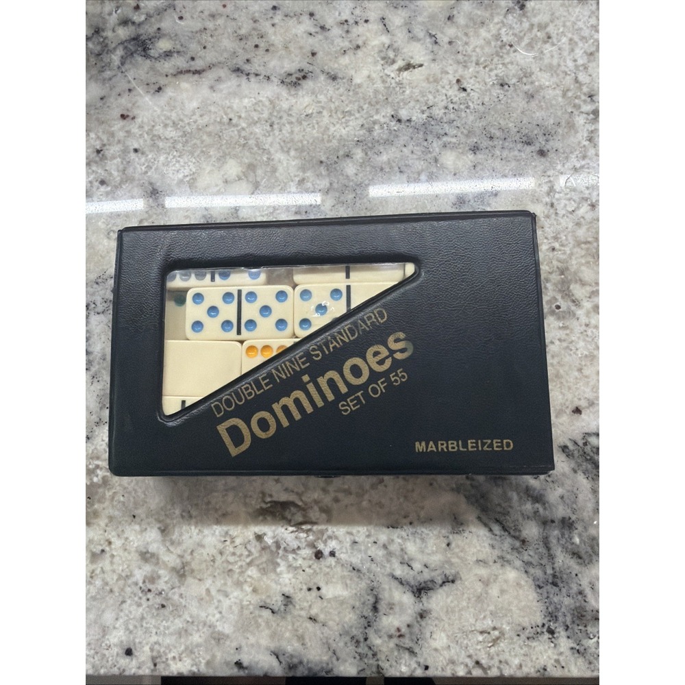 Dominoes Double 9 Nine White Tile Set Of 55 Pieces Multicolor Vintage